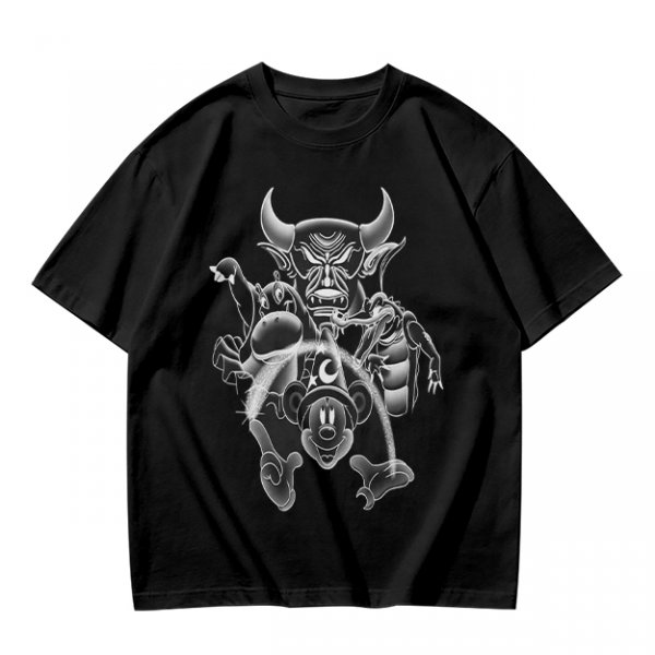 Olive T-Shirt with Sorcerer Mickey and Fantasia Villains Graphic