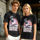 Olive t-shirt with cute grim reaper riding unicorn and death metal graphic