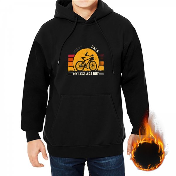 Black Hoodie With Bicycle Sunset Graphic And Funny Cycling Text