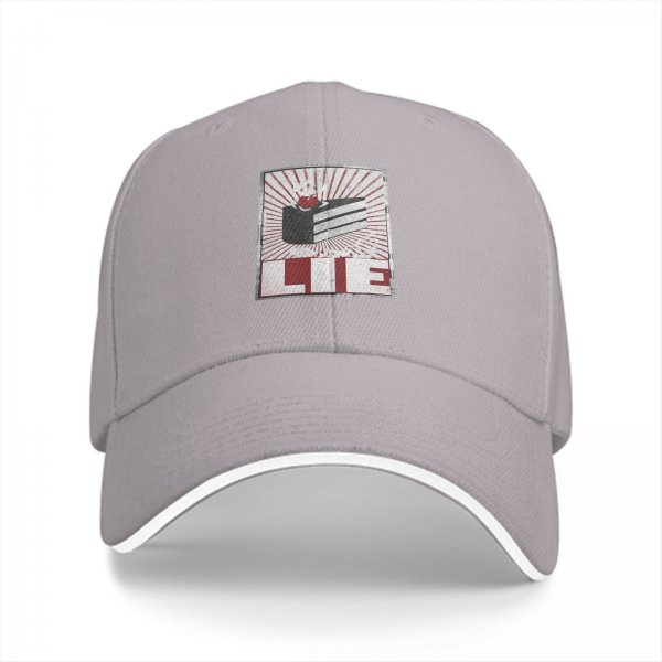 Black Baseball Cap With Cake Graphic And Lie Text Print