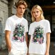 Olive T-Shirt With Whimsical Pikmin Themed Tea Party Art