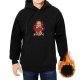 Black Hoodie With Fiery Donuts Anime Character Graphic Print