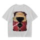 Olive T-shirt with Glitch Art Monkey D Luffy Straw Hat Print