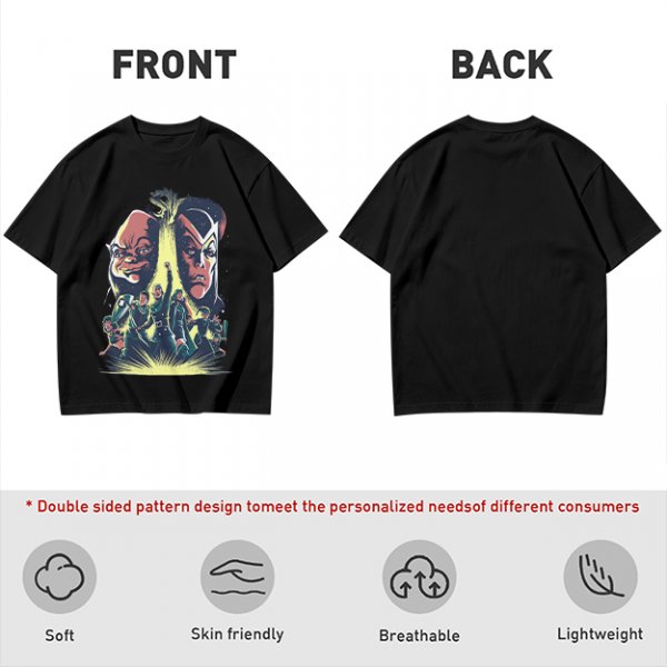 Olive Graphic Tee With Retro Sci-Fi Character Art Print