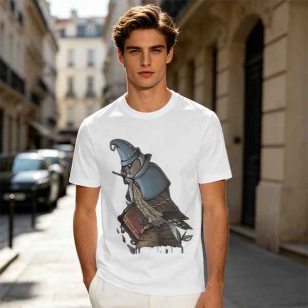 Owl Wizard With Spell Book Graphic Tee