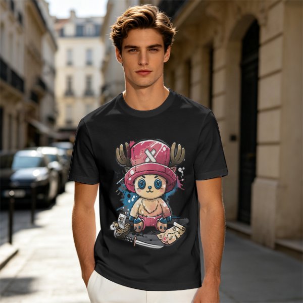 Olive T-shirt with One Piece Tony Tony Chopper Graphic Print