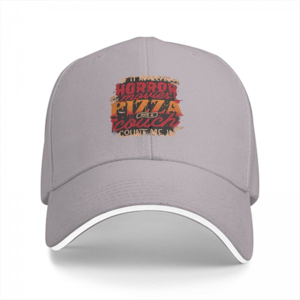 Horror Movies Pizza Couch Count Me In Baseball Cap