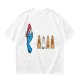 Olive T-Shirt With Blue Monster And Ghost Graphic Print