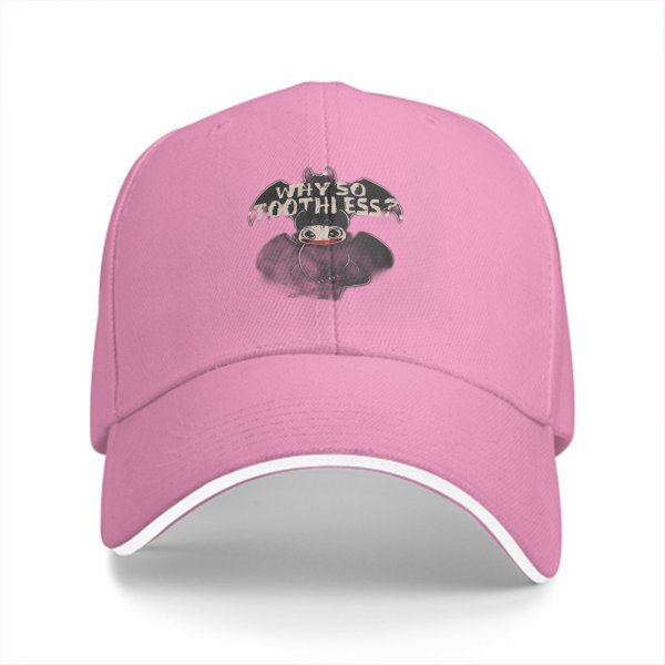 Black baseball cap with 'Why So Toothless?' dragon graphic
