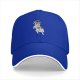 Black baseball cap with running dog graphic and gold text