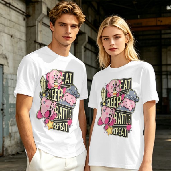 Eat Sleep Battle Repeat Kirby Graphic T-Shirt