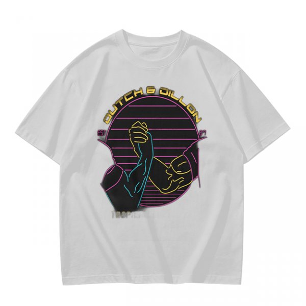 Olive T-Shirt With Dutch & Dillon Arm Wrestling Neon Graphic