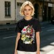 Olive T-shirt with Panda Warrior Riding Mythical Horse Graphic