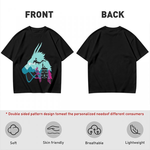 Olive T-Shirt With Spirited Away Dragon Silhouette Artwork