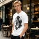 Olive T-Shirt With Western Gunslinger Crow And Roses Graphic