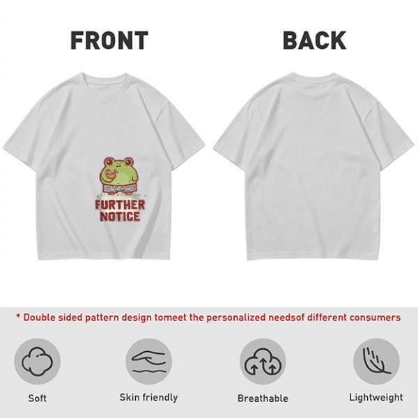 Olive T-Shirt with Cute Frog Graphic and Further Notice Text