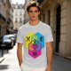 Olive T-Shirt With D20 And Fantasy RPG Themed Hexagon Art