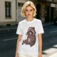 Olive T-Shirt With Raccoon In Santa Hat Holding Mug Print