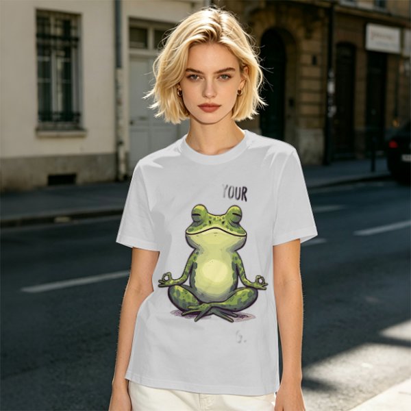 Olive T-Shirt With Meditating Frog Graphic Print