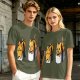 Olive T-shirt with cute sushi cat graphic print