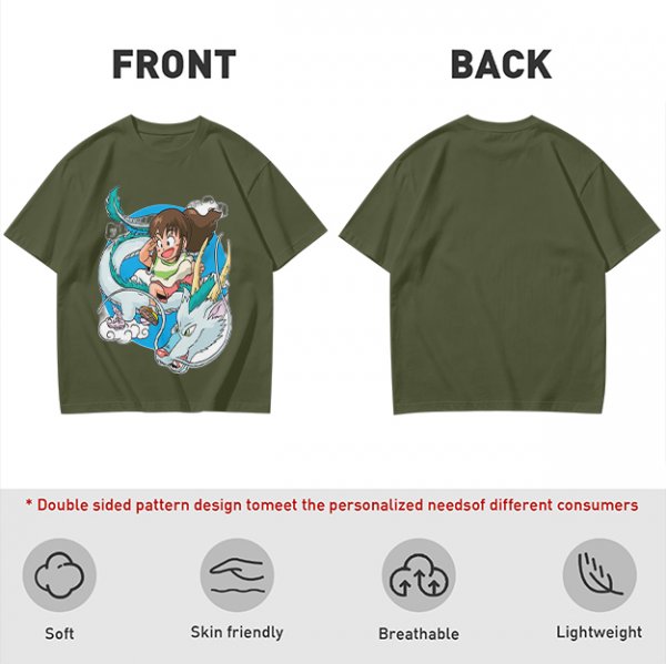 Spirited Away Chibi Haku and Chihiro Graphic T-Shirt