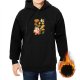 Black hoodie with Kirby and festive baked goods graphic