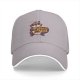 Black baseball cap with raccoon holding fast food trash sign