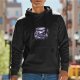 Black Hoodie With Gothic Teacup Skull And Rose Print