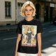 Olive T-shirt with Nunchuck Nun Action Graphic Print