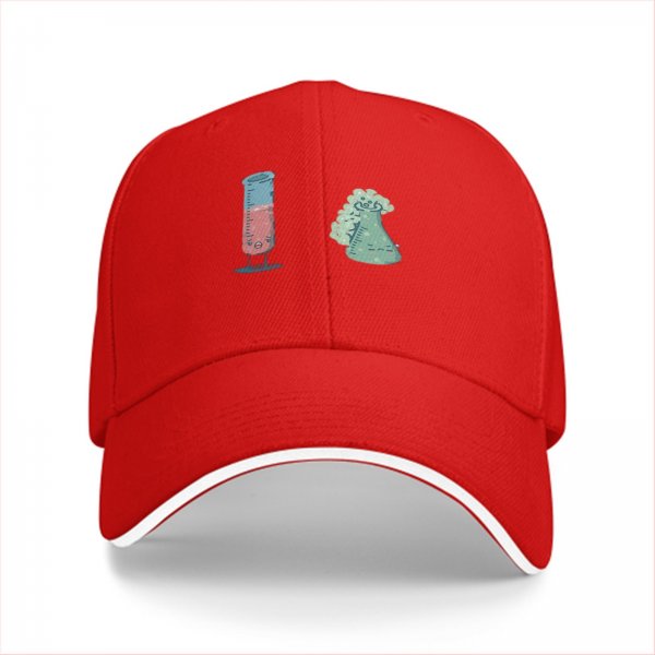 Black Baseball Cap With Cute Science Lab Beaker Print