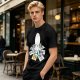 Olive T-Shirt With Cute Octopus Drawing Artwork Print
