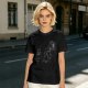 Olive Green T-Shirt With Playful Black Cat Graphic Print