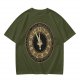 Olive T-Shirt With Thirteen Hour Clock Design