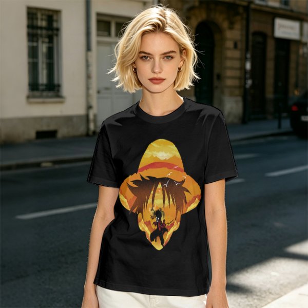 One Piece Luffy Straw Hat Sunset Graphic T-Shirt