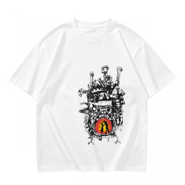Olive T-shirt with Howl's Moving Castle Castle Print