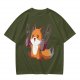 Olive T-shirt with a cute chainsaw squirrel graphic