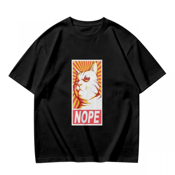 Olive Green T-Shirt With Grumpy Cat 'NOPE' Propaganda Print