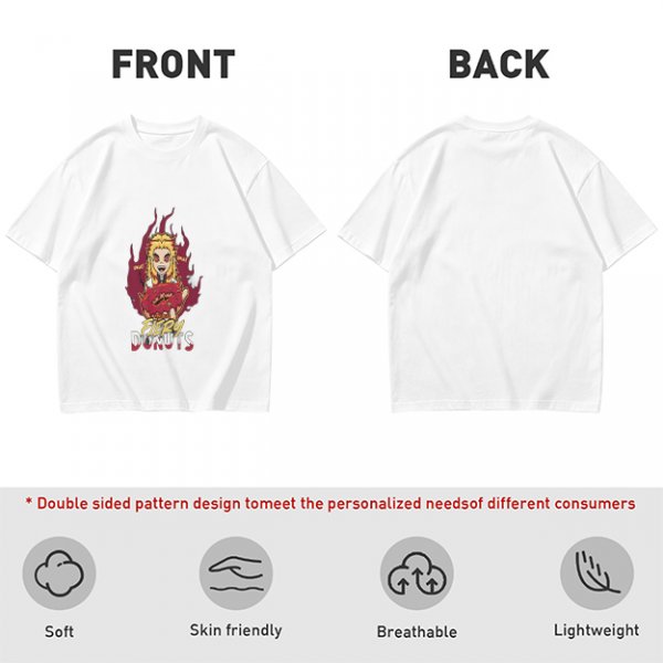 Olive Graphic T-Shirt With Fiery Donut Anime Character Print