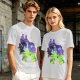 Olive green t-shirt with Maleficent fantasy silhouette graphic