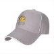 Black baseball cap with crying yellow duck and rainbow graphic