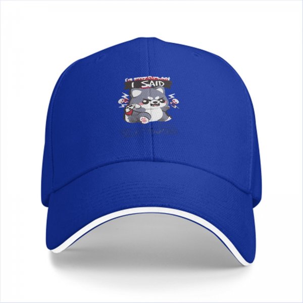 Black baseball cap with angry cartoon wolf graphic and I SAID text