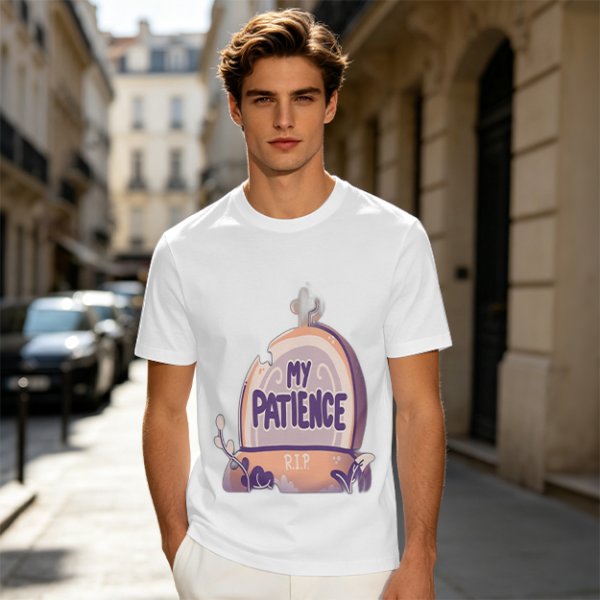 Olive T-Shirt With 'My Patience' Gravestone Graphic Print