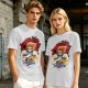 Olive T-Shirt with Retro Anime Lion Character Graphic