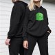 Black hoodie with cute green cube slime graphic