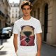 Olive T-shirt with Glitch Art Monkey D Luffy Straw Hat Print