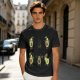 Olive Green T-Shirt with Cartoon Avocado Fitness Characters Print