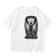 Olive t-shirt with dark anime winged warrior under full moon print