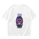 Olive graphic t-shirt with bat cat holding watermelon and 'Bite First Ask Later' text