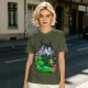 Olive Green T-Shirt with Totoro Nature Landscape Graphic Print