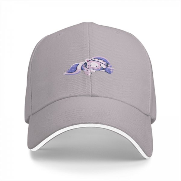 Black baseball cap with a sleeping cute cat graphic